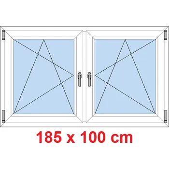 Okno Soft Dvoukřídlé plastové okno 185x100 cm, OS+OS, se sloupkem