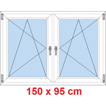 Okno Soft Dvoukřídlé plastové okno 150x95 cm, OS+OS, se sloupkem