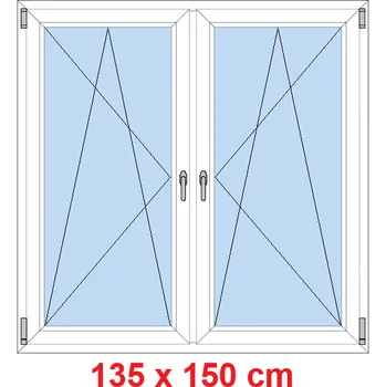 Okno Soft Dvoukřídlé plastové okno 135x150 cm, OS+OS, se sloupkem
