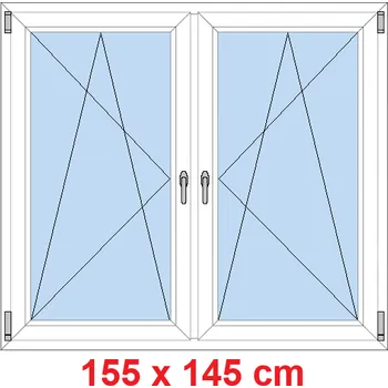 Okno Soft Dvoukřídlé plastové okno 155x145 cm, OS+OS, se sloupkem