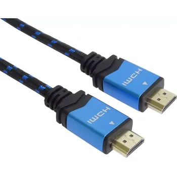 Video kabel PremiumCord Ultra HDTV 4K@60Hz kabel HDMI 2.0b kovové+zlacené konektory 1m bavlněný plášť