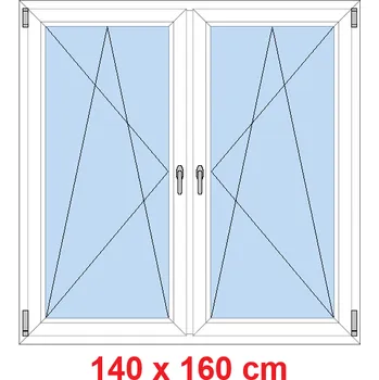 Okno Soft Dvoukřídlé plastové okno 140x160 cm, OS+OS, se sloupkem