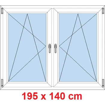 Okno Soft Dvoukřídlé plastové okno 195x140 cm, OS+OS, se sloupkem