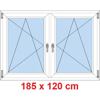 Okno Soft Dvoukřídlé plastové okno 185x120 cm, OS+OS, se sloupkem