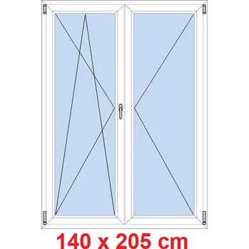 Okno Soft Dvoukřídlé balkonové dveře 140x205 cm, otevíravé a sklopné