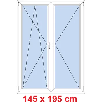 Okno Soft Dvoukřídlé balkonové dveře 145x195 cm, otevíravé a sklopné