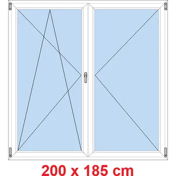 Okno Soft Dvoukřídlé balkonové dveře 200x185 cm, otevíravé a sklopné
