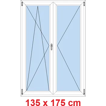 Okno Soft Dvoukřídlé balkonové dveře 135x175 cm, otevíravé a sklopné