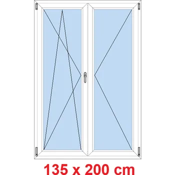 Okno Soft Dvoukřídlé balkonové dveře 135x200 cm, otevíravé a sklopné
