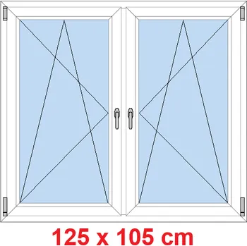Okno Soft Dvoukřídlé plastové okno 125x105 cm, OS+OS, se sloupkem