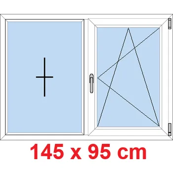 Okno Soft Dvoukřídlé plastové okno 145x95 cm, FIX+OS