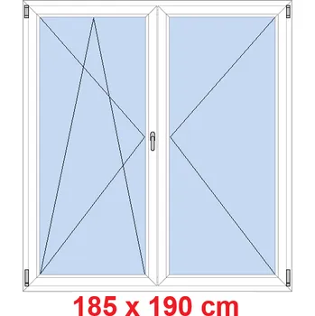 Okno Soft Dvoukřídlé balkonové dveře 185x190 cm, otevíravé a sklopné