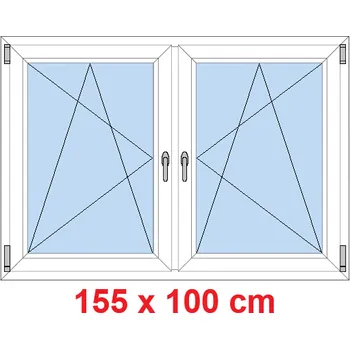 Okno Soft Dvoukřídlé plastové okno 155x100 cm, OS+OS, se sloupkem