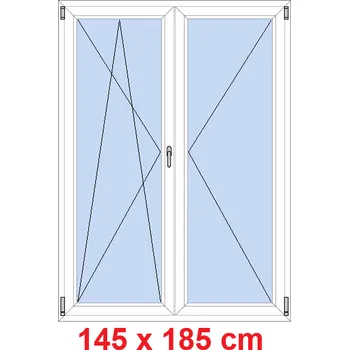 Okno Soft Dvoukřídlé balkonové dveře 145x185 cm, otevíravé a sklopné