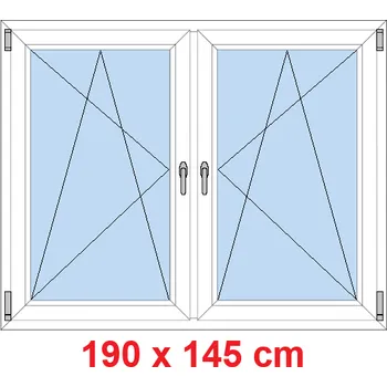 Okno Soft Dvoukřídlé plastové okno 190x145 cm, OS+OS, se sloupkem