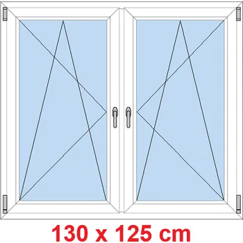 Okno Soft Dvoukřídlé plastové okno 130x125 cm, OS+OS, se sloupkem