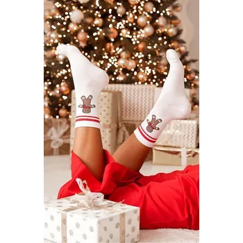 Dámské ponožky Milena ponožky vánoční 1283-026 perníček - černá, 37-41 (Vánoční ponožky s perníčkem)