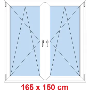 Okno Soft Dvoukřídlé plastové okno 165x150 cm, OS+OS, se sloupkem