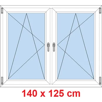 Okno Soft Dvoukřídlé plastové okno 140x125 cm, OS+OS, se sloupkem