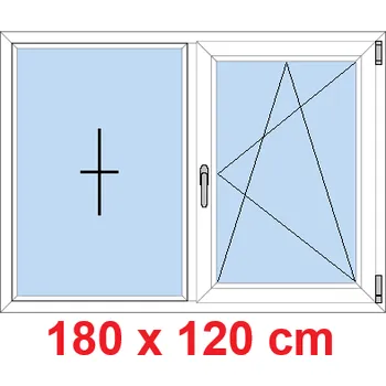 Okno Soft Dvoukřídlé plastové okno 180x120 cm, FIX+OS