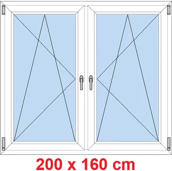 Okno Soft Dvoukřídlé plastové okno 200x160 cm, OS+OS, se sloupkem