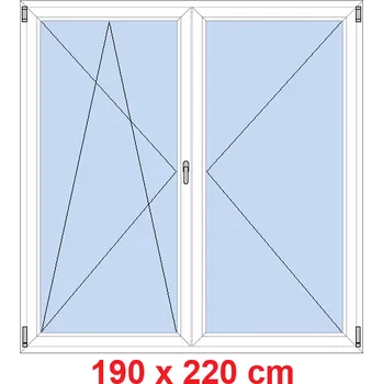 Okno Soft Dvoukřídlé balkonové dveře 190x220 cm, otevíravé a sklopné