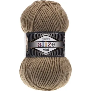 Alize Superlana Midi 466 - tmavě béžová (středně hrubá zimní příze, 25% vlna, 100g)