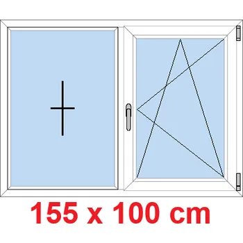 Okno Soft Dvoukřídlé plastové okno 155x100 cm, FIX+OS