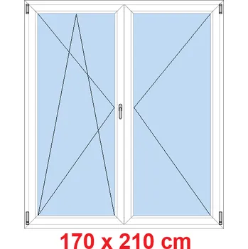 Okno Soft Dvoukřídlé balkonové dveře 170x210 cm, otevíravé a sklopné