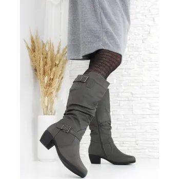 Dámské kozačky Xisuxin Šedé kozačky na podpatku A633-2G Velikost: 41