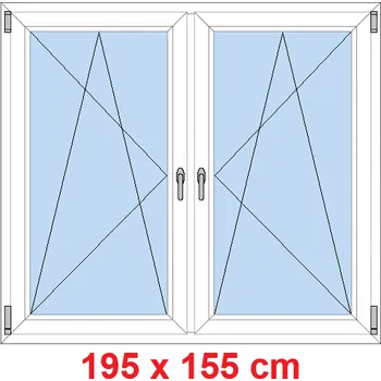Okno Soft Dvoukřídlé plastové okno 195x155 cm, OS+OS, se sloupkem