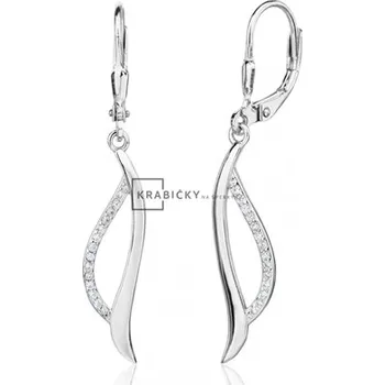 Módní doplněk Stříbrné visací naušnice s čirými zirkony STNAU2076F