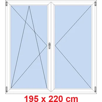 Okno Soft Dvoukřídlé balkonové dveře 195x220 cm, otevíravé a sklopné