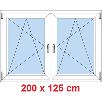 Okno Soft Dvoukřídlé plastové okno 200x125 cm, OS+OS, se sloupkem