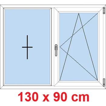 Okno Soft Dvoukřídlé plastové okno 130x90 cm, FIX+OS
