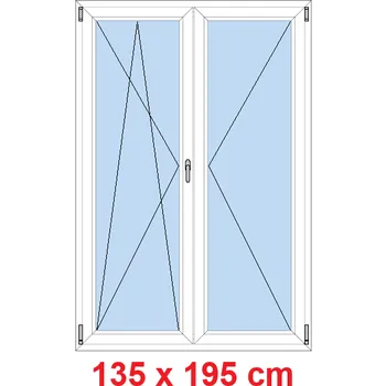 Okno Soft Dvoukřídlé balkonové dveře 135x195 cm, otevíravé a sklopné