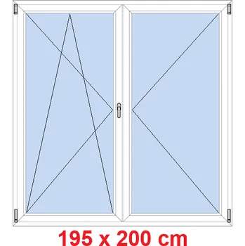 Okno Soft Dvoukřídlé balkonové dveře 195x200 cm, otevíravé a sklopné