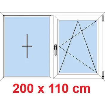 Okno Soft Dvoukřídlé plastové okno 200x110 cm, FIX+OS