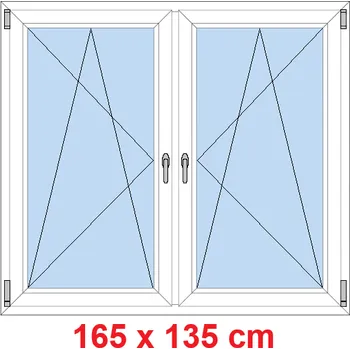 Okno Soft Dvoukřídlé plastové okno 165x135 cm, OS+OS, se sloupkem