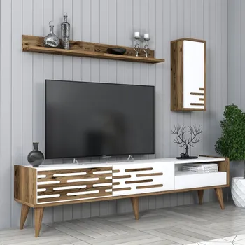 Televizní stolek TV stěna / Sestava pod TV Valensiya - Walnut, White