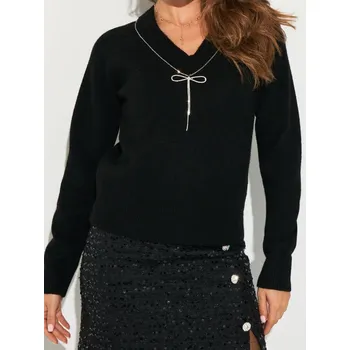 Dámský svetr Sinsay - Svetr s kamínky a příměsí vlny - černá - 383FJ-99X - 383FJ-99X-S
