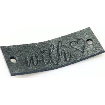 Pro Háčkování Kožený štítek with ♥ 45x15mm šedá ombre