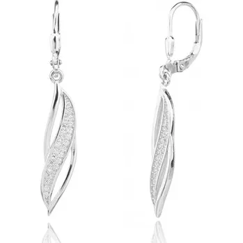 Módní doplněk Stříbrné visací naušnice s čirými zirkony STNAU2080F