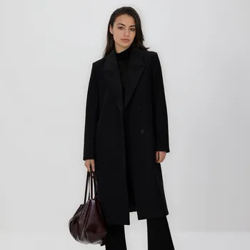 Dámský kabát Reserved - Kabát s páskem k uvázání - černý - TS886-99X - TS886-99X-XS