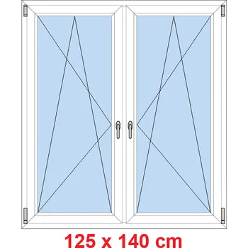 Okno Soft Dvoukřídlé plastové okno 125x140 cm, OS+OS, se sloupkem