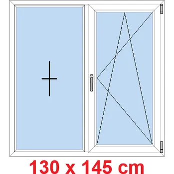 Okno Soft Dvoukřídlé plastové okno 130x145 cm, FIX+OS