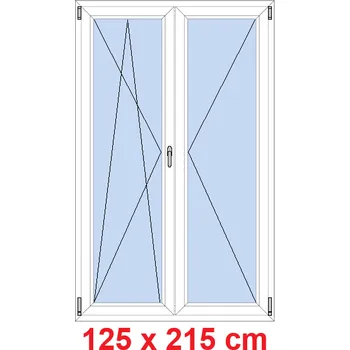 Okno Soft Dvoukřídlé balkonové dveře 125x215 cm, otevíravé a sklopné