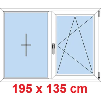 Okno Soft Dvoukřídlé plastové okno 195x135 cm, FIX+OS