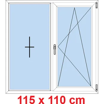 Okno Soft Dvoukřídlé plastové okno 115x110 cm, FIX+OS