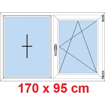 Okno Soft Dvoukřídlé plastové okno 170x95 cm, FIX+OS